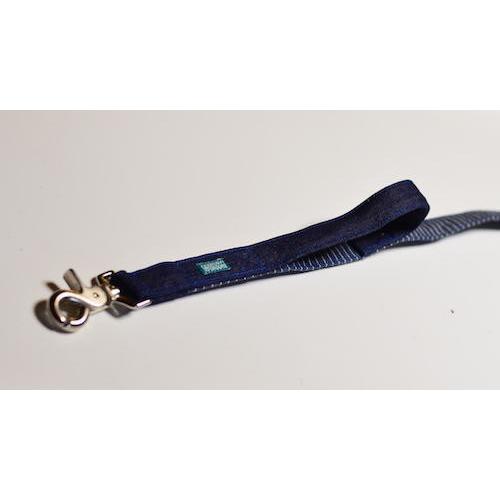 大型犬 リード サイドグリップ  【  濃紺ヒッコリー とデニム 】 安心 安全 ダブルナスカン ダブルリード オプション |  | 02