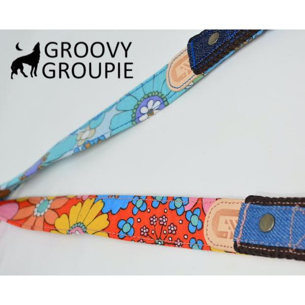 大型犬 リード サイドグリップ 【  レトロ花柄 とデニム 】 安心 安全 ダブルナスカン ダブルリード オプション |  | 07