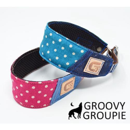 ハーフチョーク 超小型犬 SS XS 幅広 首輪 に変更可能 【 水玉 ドット