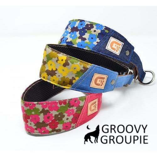 ハーフチョーク 小型犬用 ミニピン イタグレにぴったり 迷彩風花柄 デニム Ch24s Groovygroupie With Dog 通販 Yahoo ショッピング