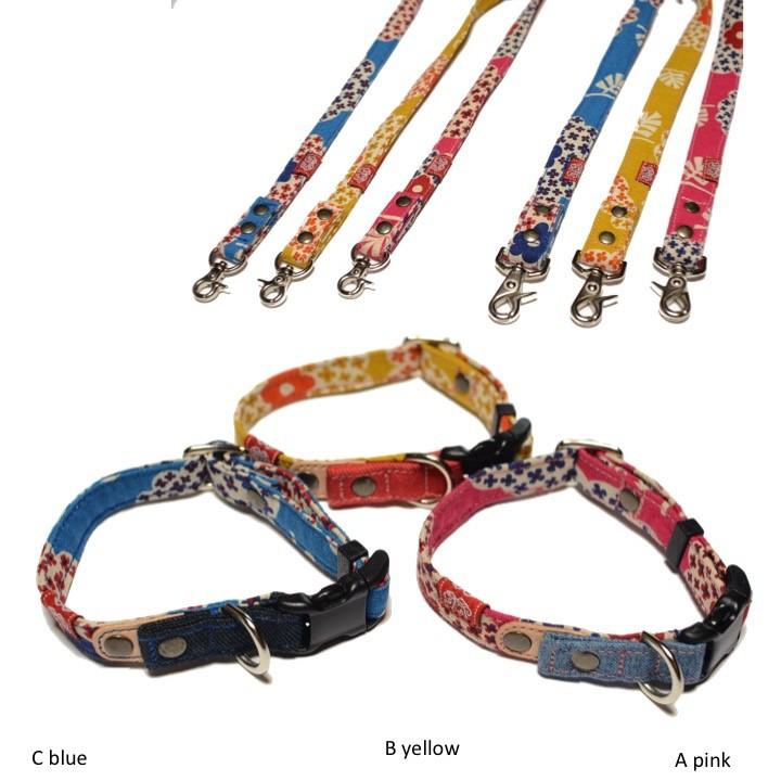 中型犬用 首輪とリードセット 花プリント デニム レザー セットでお得 Mサイズ Dc32m Set Groovygroupie With Dog 通販 Yahoo ショッピング