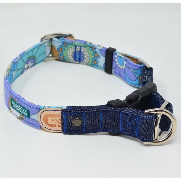 首輪 大型犬 Lサイズ ダブルDカン ダブルリング 【 レトロ 花柄