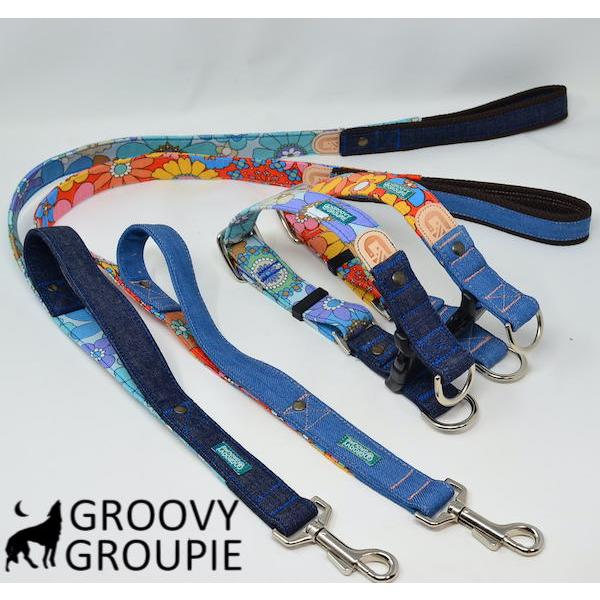 首輪 大型犬 Lサイズ ダブルDカン ダブルリング 【 レトロ 花柄