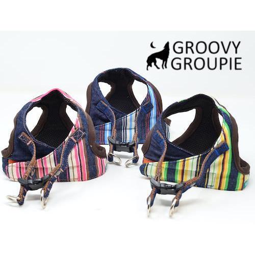 超小型犬用SSサイズ】マルチストライプ＆デニム ソフトベスト型 ボディ