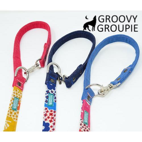 犬用リード 【 花柄 & デニム 】 3way長さ調節 カフェリード 超小型犬