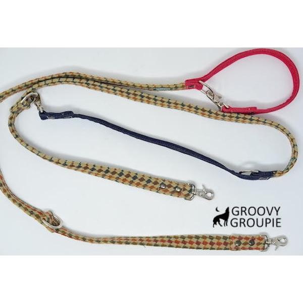 犬用リード 【 アクリルdiamond デニム 】 3way長さ調節 カフェリード