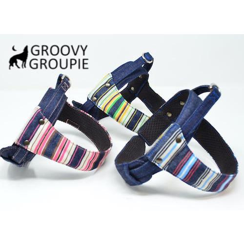 マルチストライプ&インディゴデニム クイックハーネス【小型犬用S