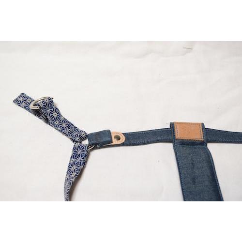 装着簡単！【デニム＆和柄麻柄プリント＋レザー】安心のワンタッチ