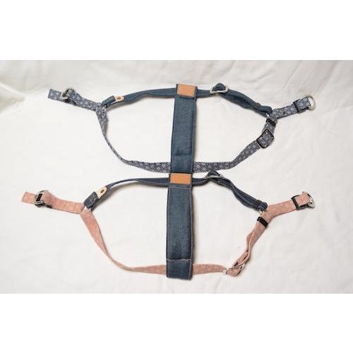 装着簡単！【デニム＆和柄麻柄プリント＋レザー】安心のワンタッチ