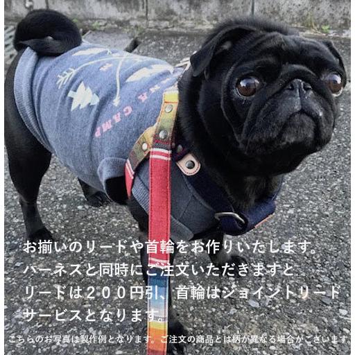 装着簡単！【花プリント＆デニム＋レザー】安心のワンタッチハーネス