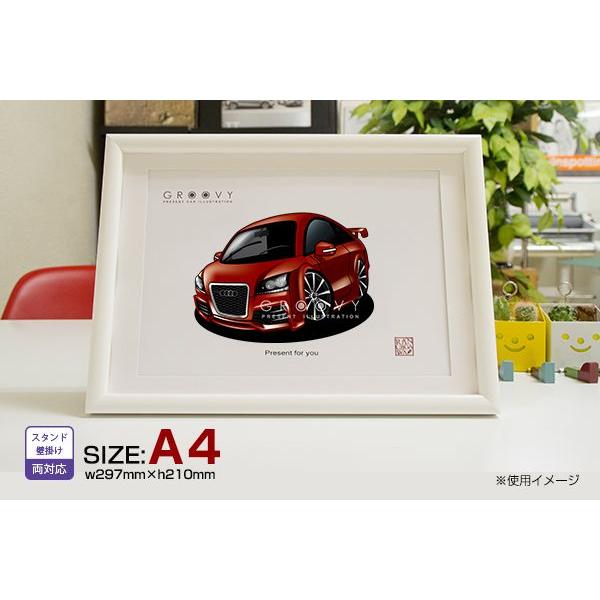 車好き プレゼント アウディ TT2 車 イラスト A4版高級フレーム グルービー audi ティーティー2 アート パーツ オーナー グッズ ギフト アクセサリー｜groovys