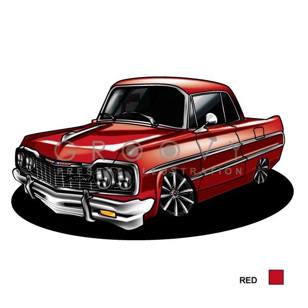 車好き プレゼント シボレー インパラ 車 イラスト 2L版 グルービー