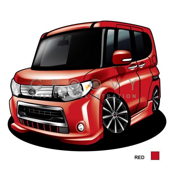 車好き プレゼント ダイハツ タント カスタム L375-385 車 イラスト A4