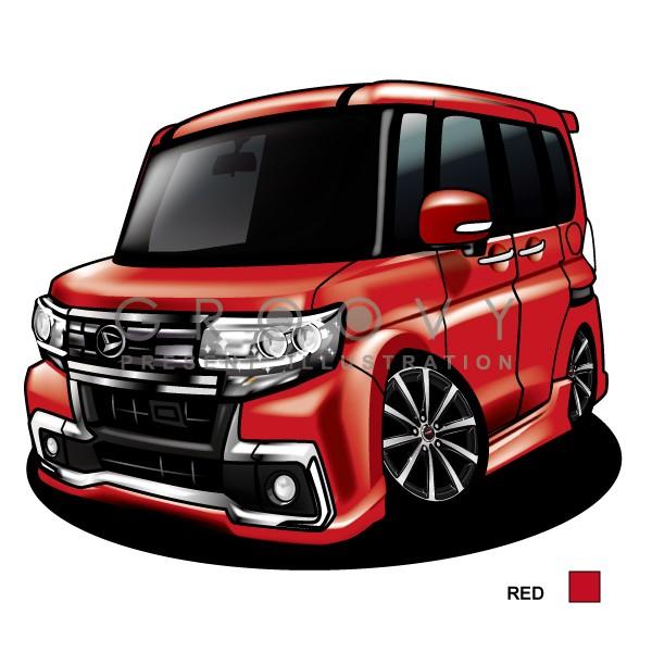 車好き プレゼント ダイハツ タント カスタム LA600S 車 イラスト A4版高級フレーム グルービー TANTO アート パーツ オーナー グッズ ギフト アクセサリー｜groovys｜03