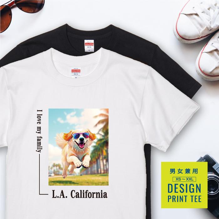 愛犬 Tシャツ 犬 ゴールデンレトリバー ライトゴールデン 散歩 西海岸 