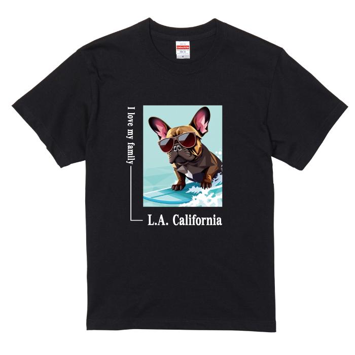 愛犬 Tシャツ 犬 フレンチブルドッグ ブリンドル サーフィン 西海岸