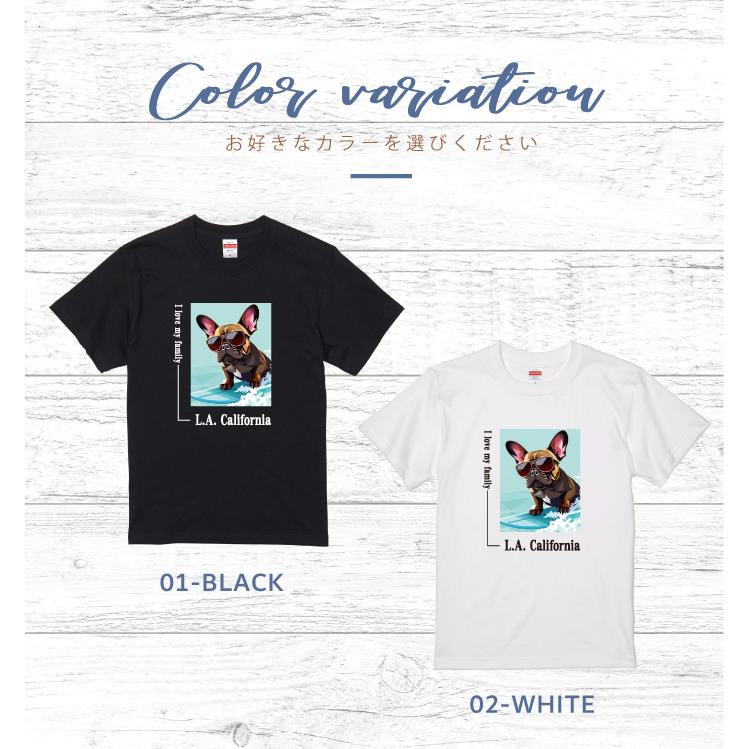 愛犬 Tシャツ 犬 フレンチブルドッグ ブリンドル サーフィン 西海岸