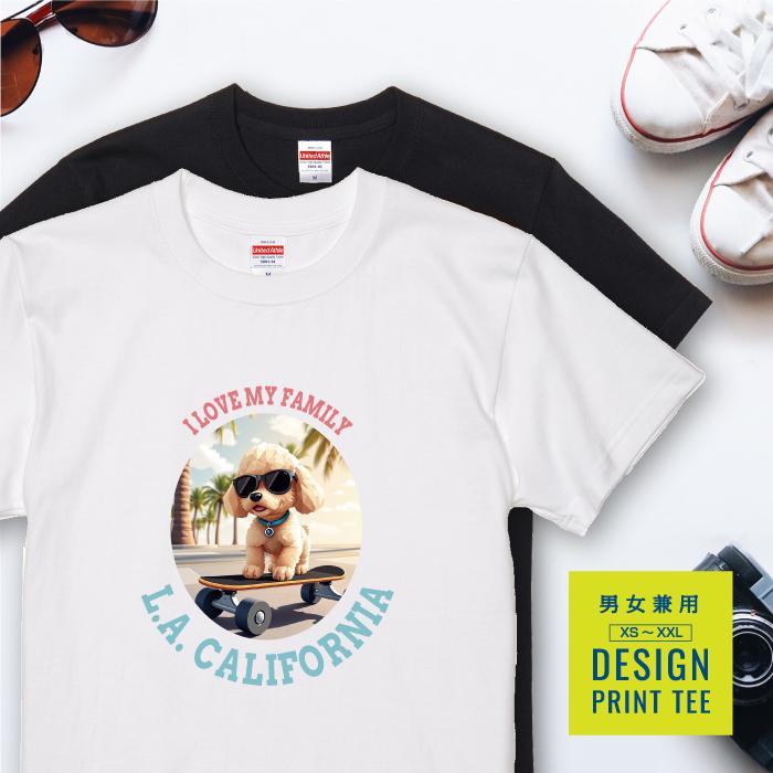 愛犬 Tシャツ 犬 トイプードル アプリコット プードル スケボー 西海岸