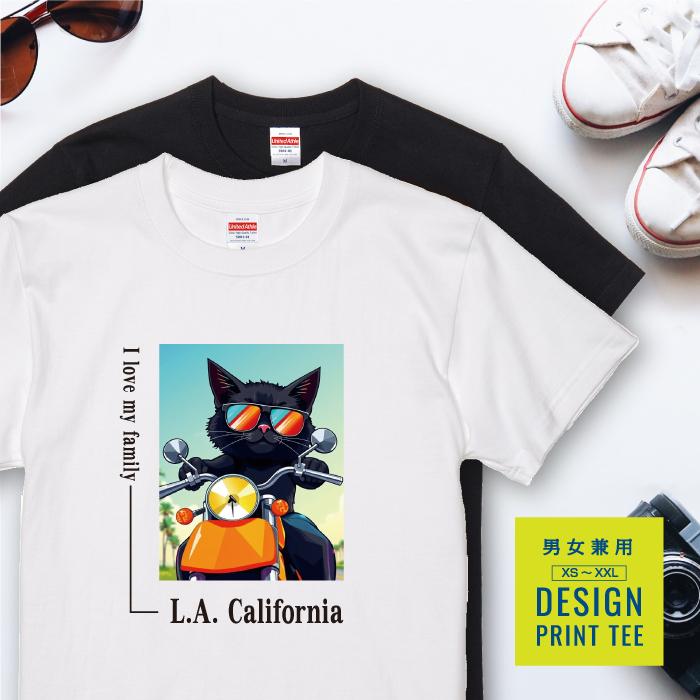 United Athle（ユナイテッドアスレ） 猫 ねこ Tシャツ 半袖 黒猫