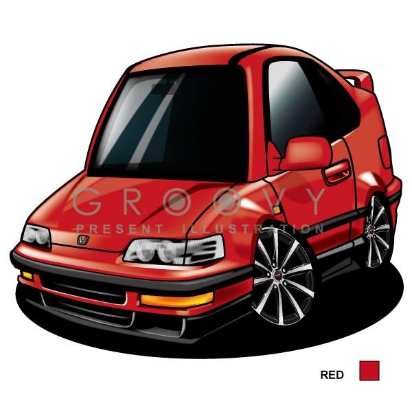 車好き プレゼント ホンダ CR-X 車 イラスト A4版高級フレーム