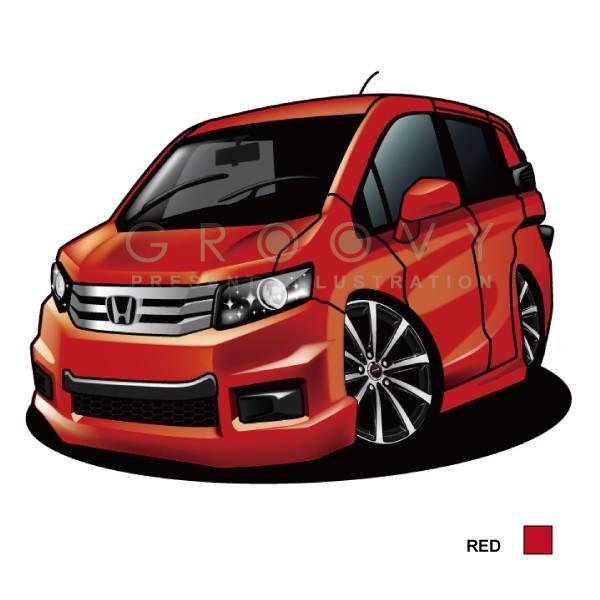 車好き プレゼント ホンダ フリード スパイク 車 イラスト A4版高級フレーム グルービー honda アート パーツ オーナー グッズ ギフト アクセサリー｜groovys｜02