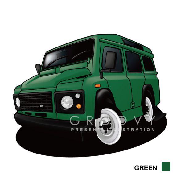 車好き プレゼント ランドローバー ディフェンダー 車 イラスト 2L版