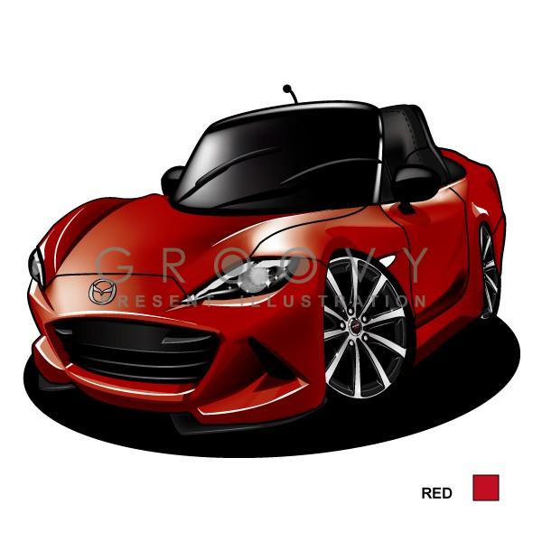 手描き原画 マツダ ロードスターRF ND レッド 車イラスト 車好き プレゼント マツダ ロードスター ND 車 イラスト A4版フレーム