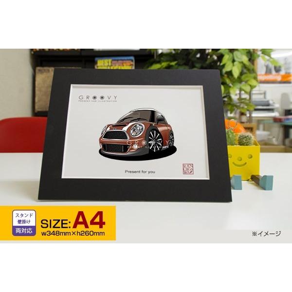 車好き プレゼント ミニ クーパー S 車 イラスト A4版 グルービー