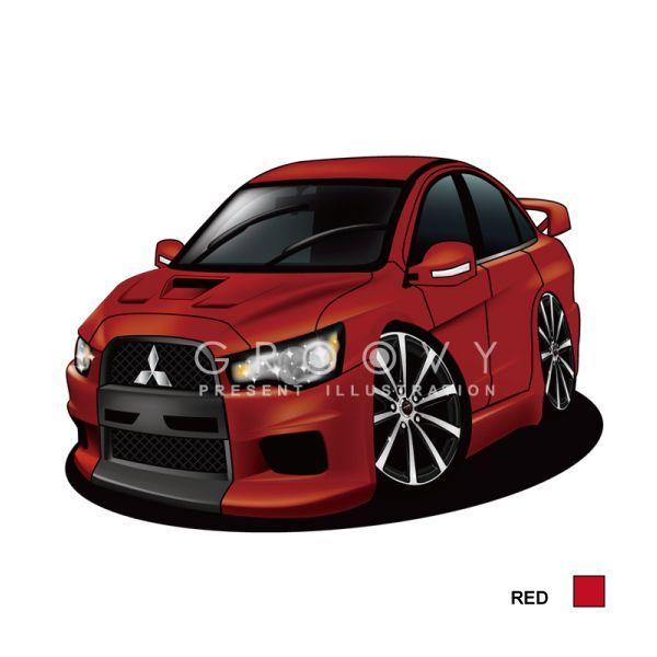 車好き プレゼント 三菱 ランサー エボリューション 10 車 イラスト A4