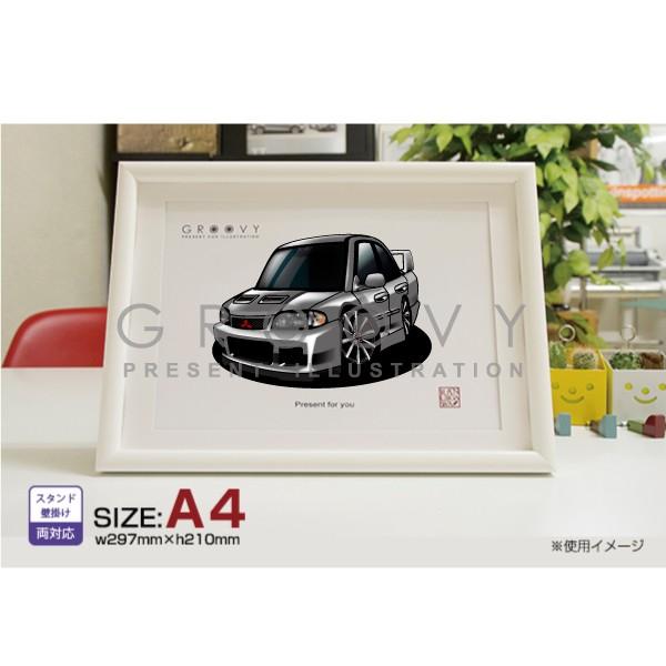 車好き プレゼント 三菱 ランサー エボリューション 2 車 イラスト A4
