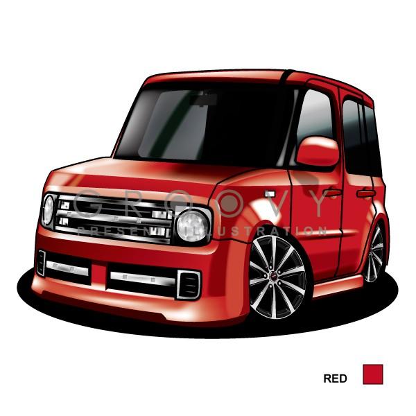 車好き プレゼント 日産 キューブ ライダー Z11 車 イラスト A4版