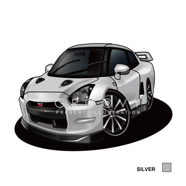 車好き プレゼント 日産 GTR R35 車 イラスト A4版 グルービー ニッサン ジーティーアール アート パーツ オーナー グッズ ギフト アクセサリー｜groovys｜05