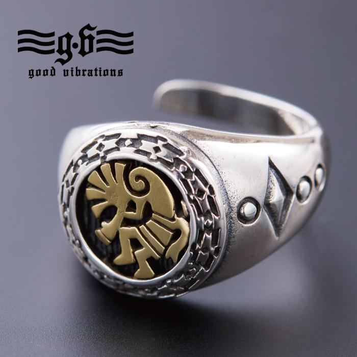 シルバー 925 リング 指輪 大きめ ココペリ ゴールド 紋章 お守り 開運