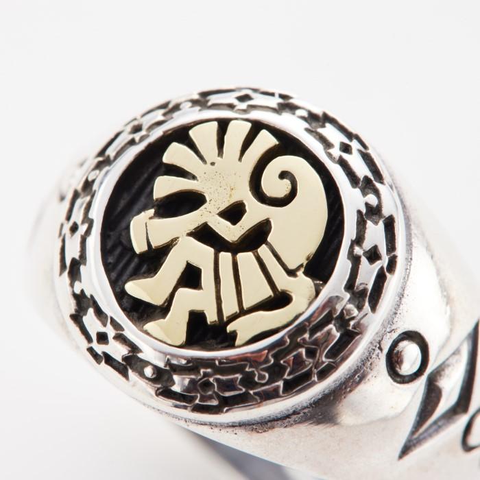 シルバー 925 リング 指輪 大きめ ココペリ ゴールド 紋章 お守り 開運