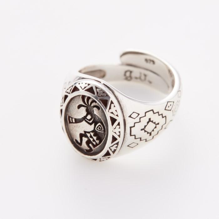 シルバー 925 リング 指輪 小さめ ココペリ 紋章 お守り 開運 金運 模様 フリーサイズ シンプル アクセサリー メンズ レディース good vibrations ブランド |  | 03