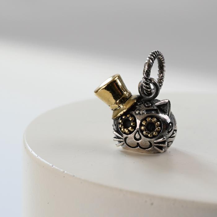 シルバー 925 ネックレス ペンダント トップ ヘッド 猫 メキシコ