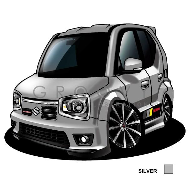 車好き プレゼント スズキ アルト ワークス HA36S 車 イラスト A4版