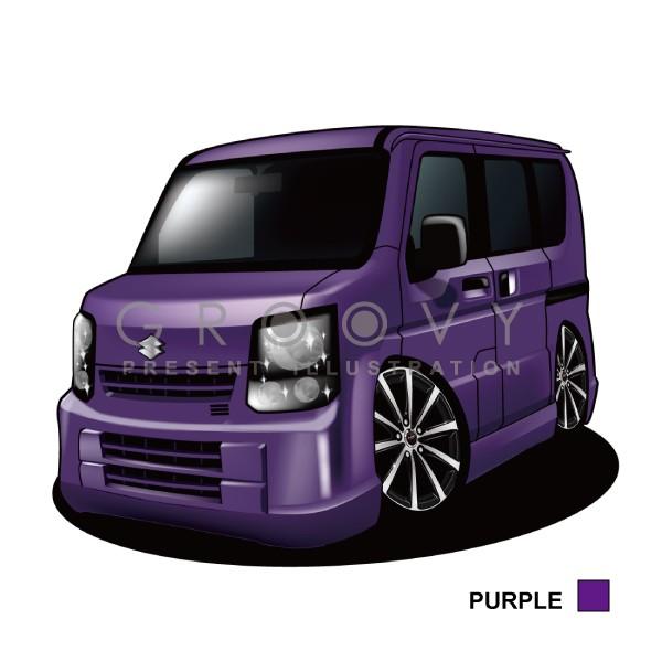 スズキda64w フロントパープルバンパー 車好き プレゼント スズキ エブリ ワゴン DA64W-PC 車 イラスト A4版