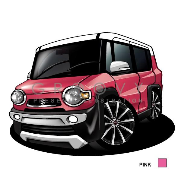 車好き プレゼント スズキ ハスラー 車 イラスト A4版フレーム