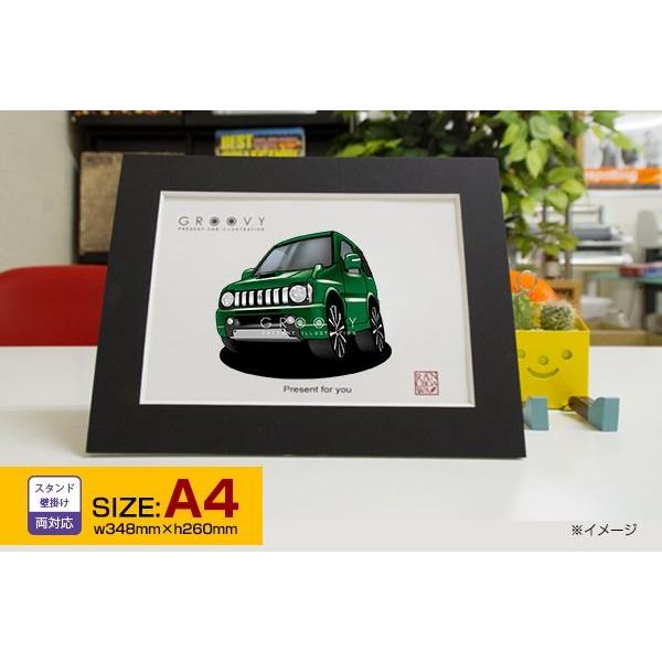 車好き プレゼント スズキ ジムニー 車 イラスト A4版フレーム