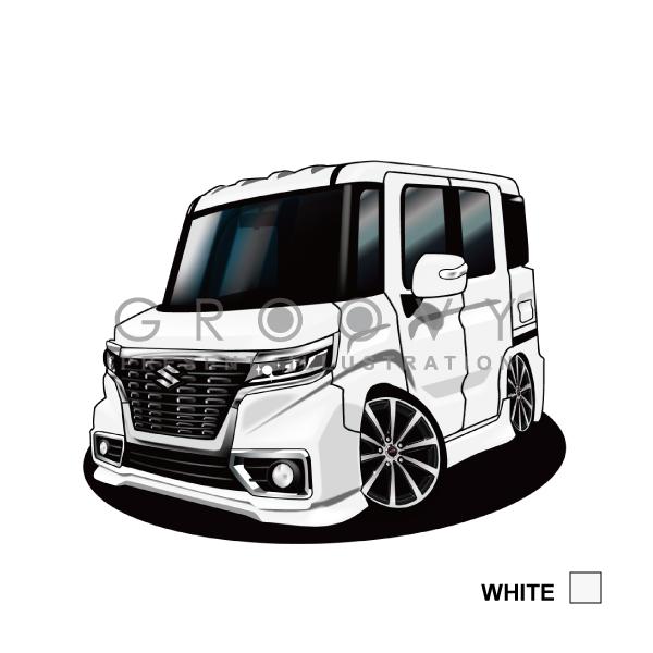 車好き プレゼント スズキ スペーシア 車 イラスト 2L版 グルービー SUZUKI spacia アート パーツ オーナー グッズ ギフト アクセサリー｜groovys｜02