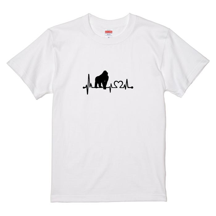 激レアメーカー シャツ ゴリラ 顔 メンズ レディース かわいい 綿100% 大きいサイズ 半袖 FREE おもしろ Tシャツ 半袖 ゴリラ ごりら ハート 心電図 開運 メンズ レディース