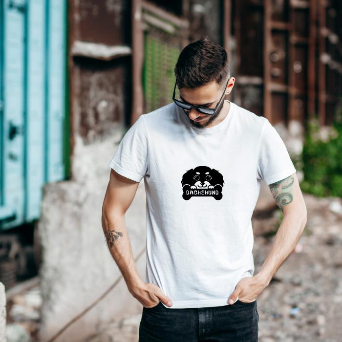 Tシャツ 半袖 ミニチュア ダックスフンド 犬 犬種 名入 骨 おやつ