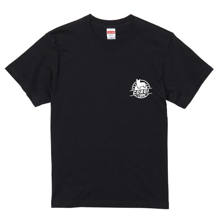 Tシャツ 半袖 コーギー 犬 ロゴ 左胸 プリント 丸 LOVE メンズ