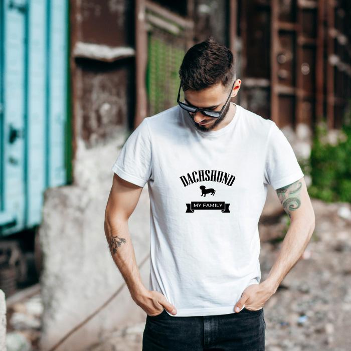 Tシャツ 半袖 ダックスフンド 犬 ロゴ 前面 プリント リボン ファミリー メンズ レディース 大きい サイズ ゆったり かわいい シンプル 白 黒 ティーシャツ｜groovys｜02