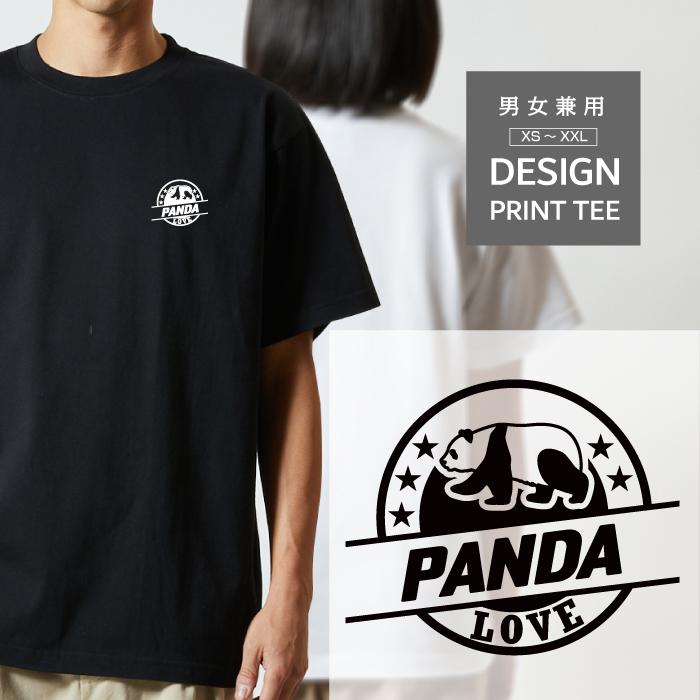 Tシャツ 半袖 パンダ ぱんだ 熊猫 デザイン ロゴ 左胸 プリント 丸