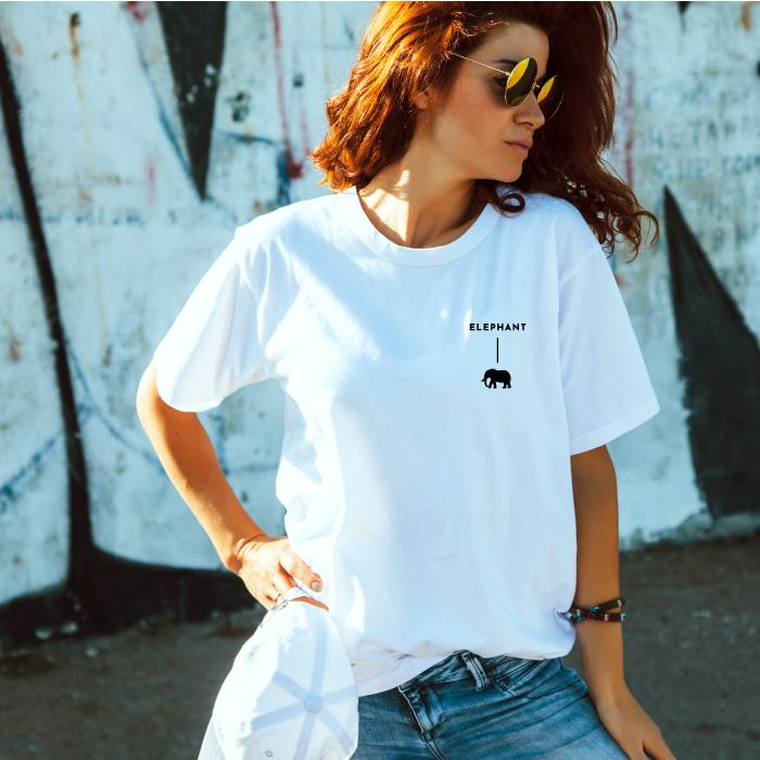 Tシャツ 半袖 ぞう ゾウ 象 エレファント デザイン ロゴ 左胸 プリント