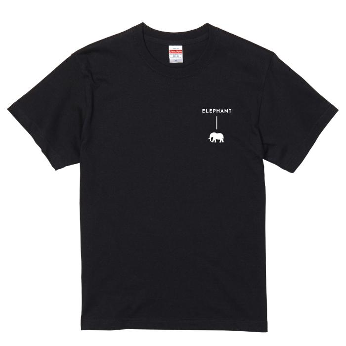 Tシャツ 半袖 ぞう ゾウ 象 エレファント デザイン ロゴ 左胸 プリント