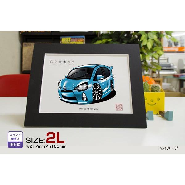 車好き プレゼント トヨタ アクア 車 イラスト 2L版 グルービー TOYOTA aqua アート パーツ オーナー グッズ ギフト アクセサリー | 