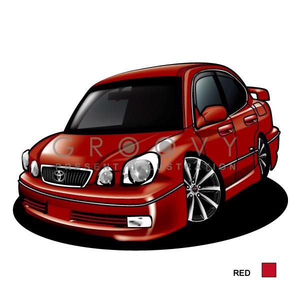 車好き プレゼント トヨタ アリスト 16型 車 イラスト A4版 グルービー